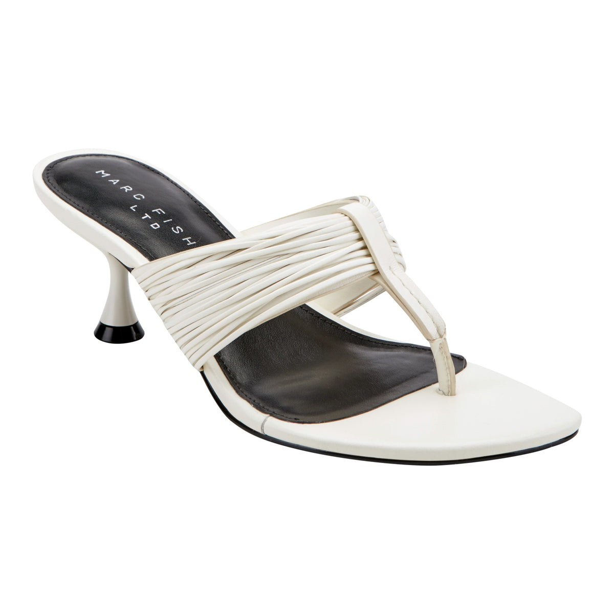 Pamilla Leather Heeled Thong Sandal - Cream Leather | Marc Fisher
