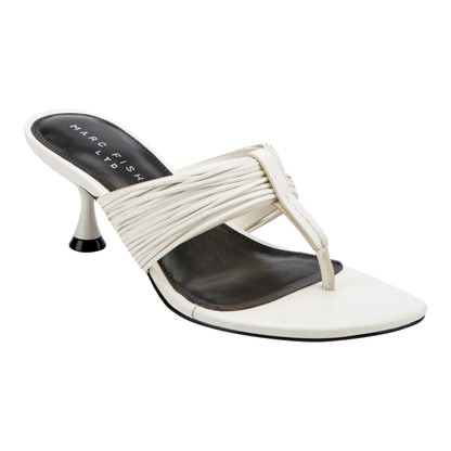 Pamilla Leather Heeled Thong Sandal - Cream Leather | Marc Fisher