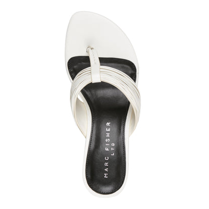 Pamilla Leather Heeled Thong Sandal - Cream Leather | Marc Fisher