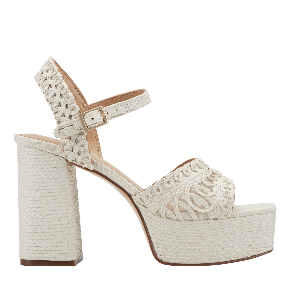 Chayse Platform Sandal - White Raffia | Marc Fisher