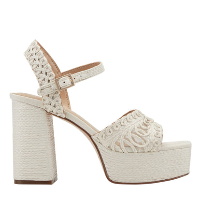 Chayse Platform Sandal - White Raffia | Marc Fisher