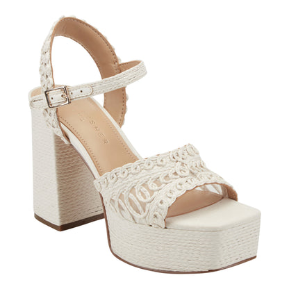 Chayse Platform Sandal - White Raffia | Marc Fisher