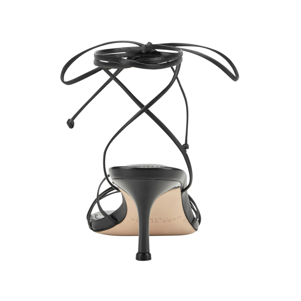 Gineva Leather Ankle Wrap Sandal - Black Leather | Marc Fisher