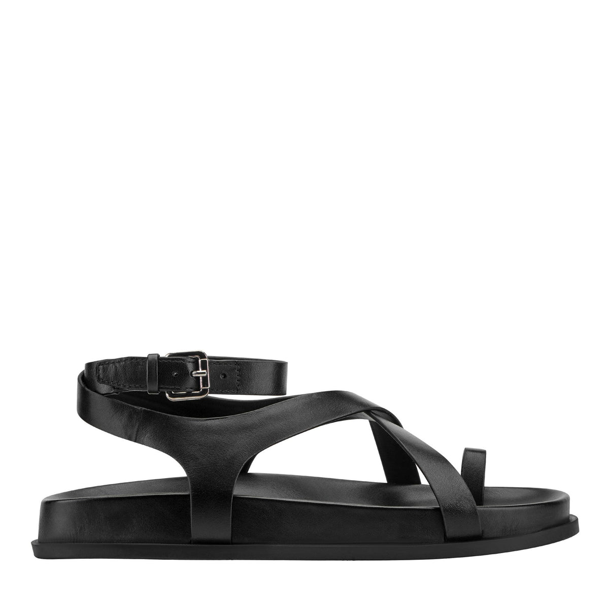 Bevy Footbed Leather Sandal - Black | Marc Fisher