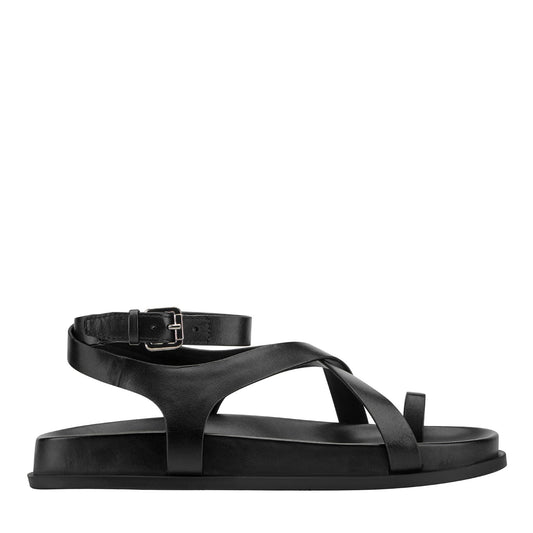 Bevy Footbed Leather Sandal - Black | Marc Fisher