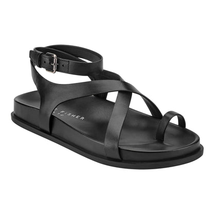 Bevy Footbed Leather Sandal - Black | Marc Fisher