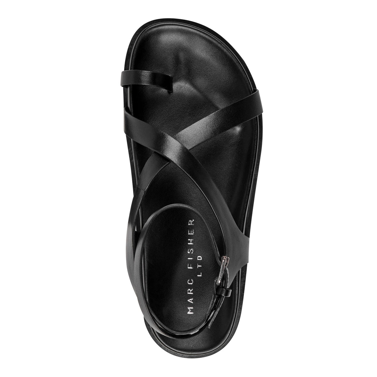 Bevy Footbed Leather Sandal - Black | Marc Fisher