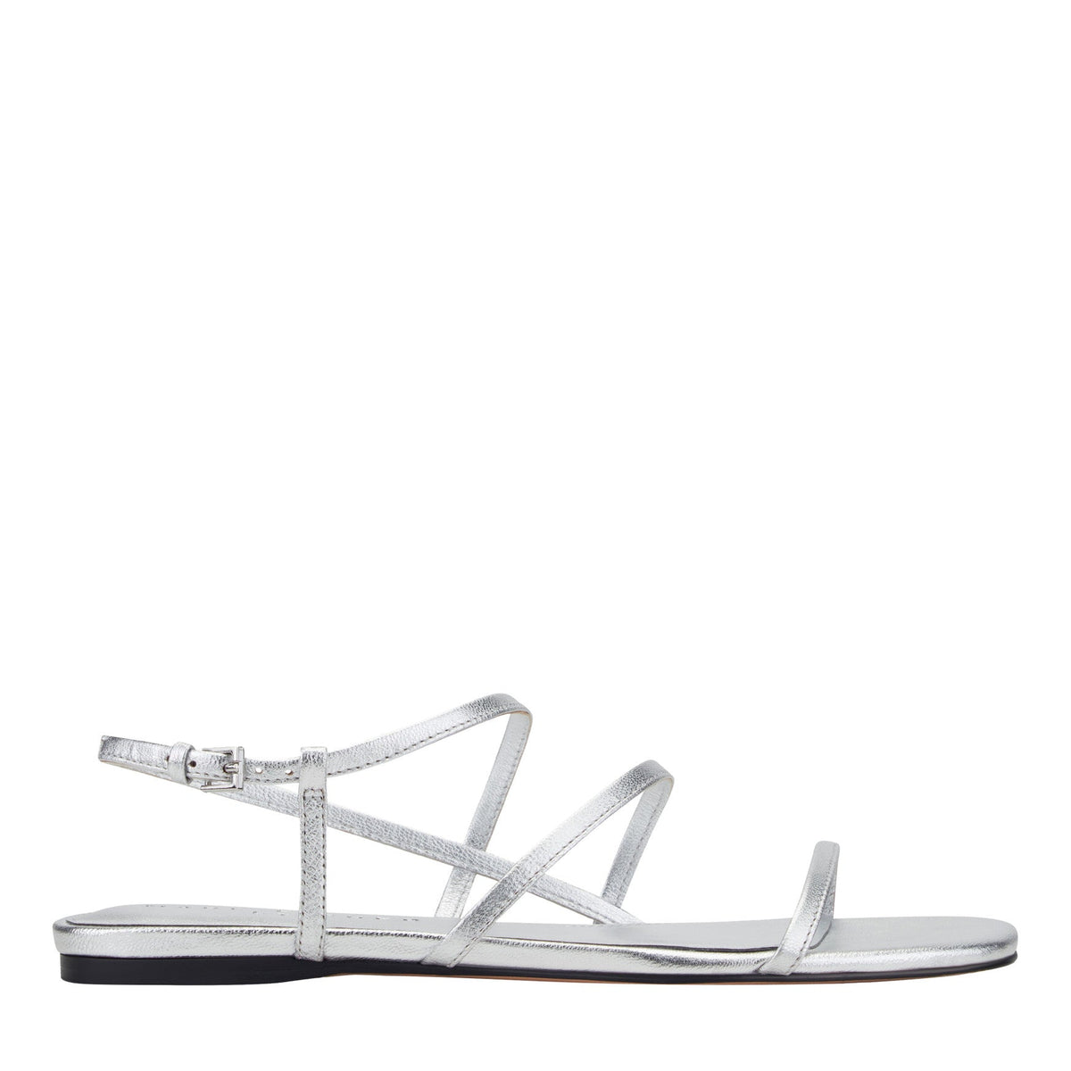 Elysha Leather Flat Sandal - Silver Leather | Marc Fisher
