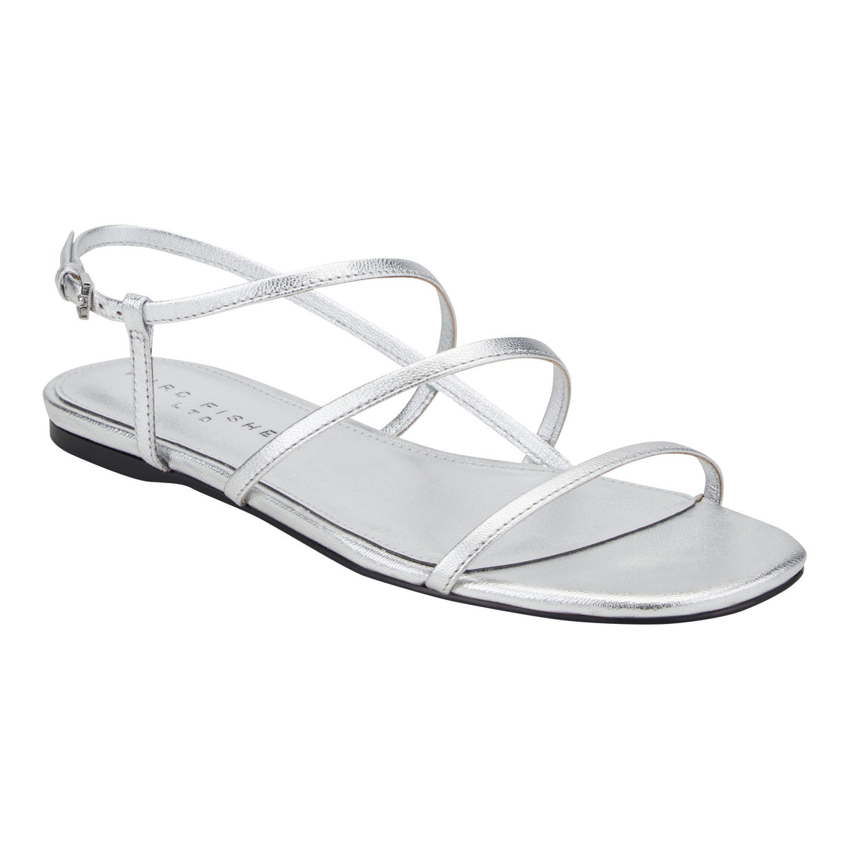 Elysha Leather Flat Sandal - Silver Leather | Marc Fisher