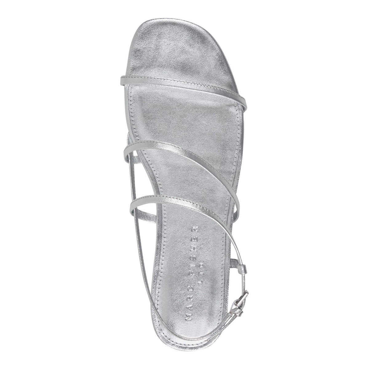 Elysha Leather Flat Sandal - Silver Leather | Marc Fisher