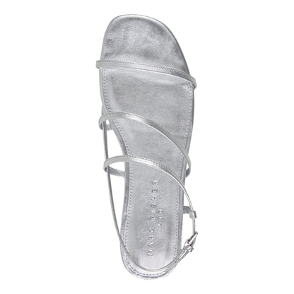 Elysha Leather Flat Sandal - Silver Leather | Marc Fisher