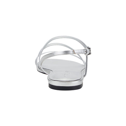Elysha Leather Flat Sandal - Silver Leather | Marc Fisher