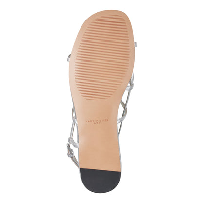Elysha Leather Flat Sandal - Silver Leather | Marc Fisher