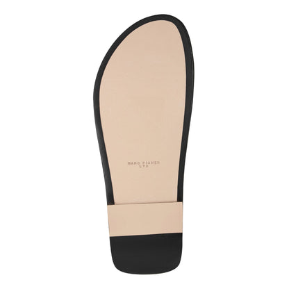 Gynnie Flat Leather Sandal - Black Leather Embossed Croco | Marc Fisher