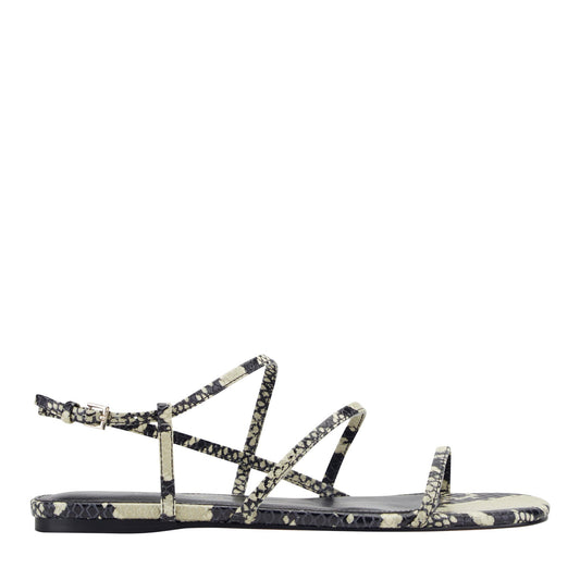 Elysha Leather Flat Sandal - Snake Printed Leather | Marc Fisher