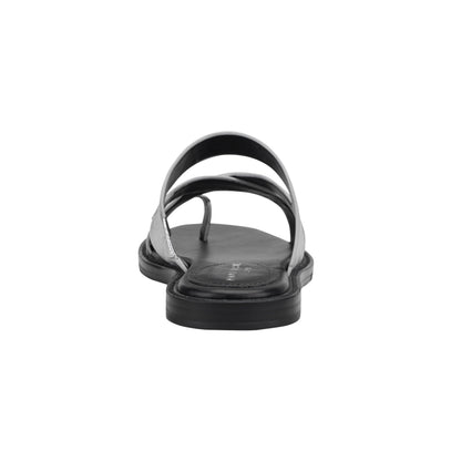 Genella Flat Leather Sandal - Silver Leather | Marc Fisher