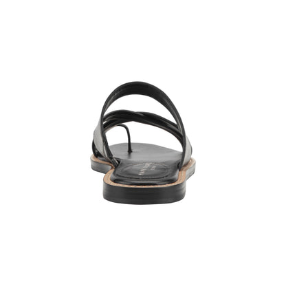 Genella Flat Leather Sandal - Black Leather | Marc Fisher