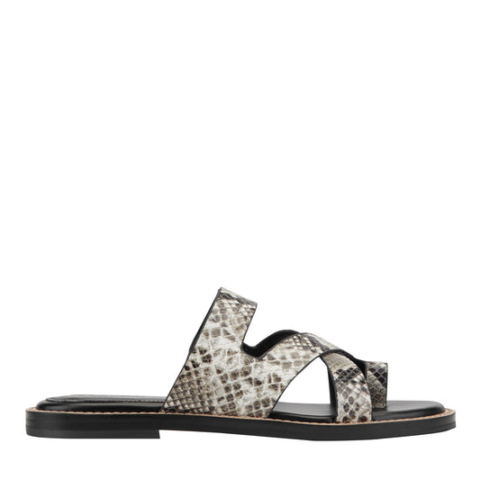 Genella Flat Leather Sandal - Snake Printed Leather | Marc Fisher