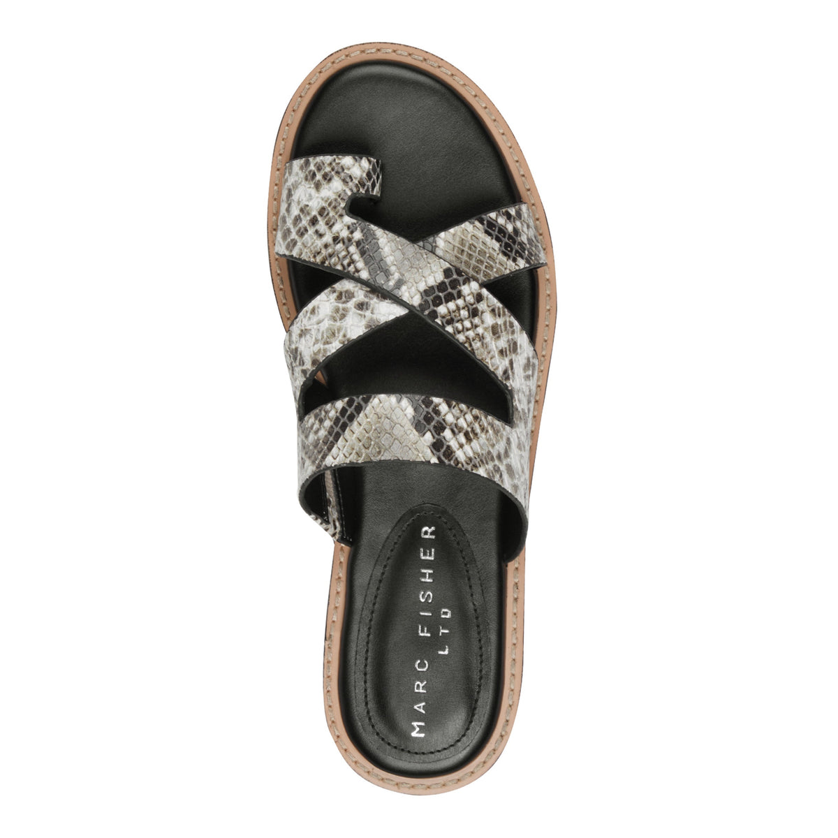 Genella Flat Leather Sandal - Snake Printed Leather | Marc Fisher