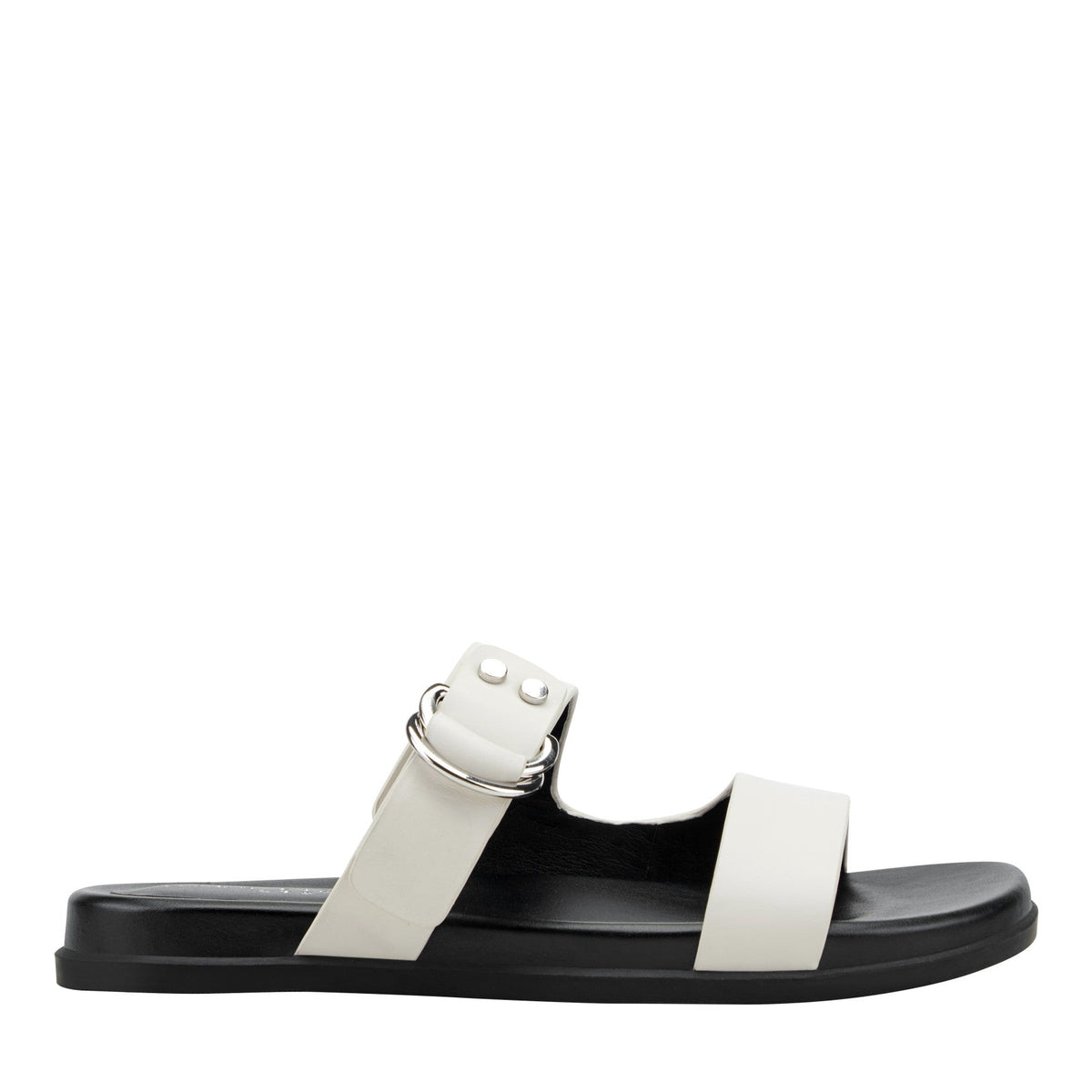 Gia Flat Leather Sandal - Cream Leather | Marc Fisher