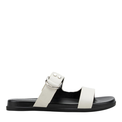 Gia Flat Leather Sandal - Cream Leather | Marc Fisher