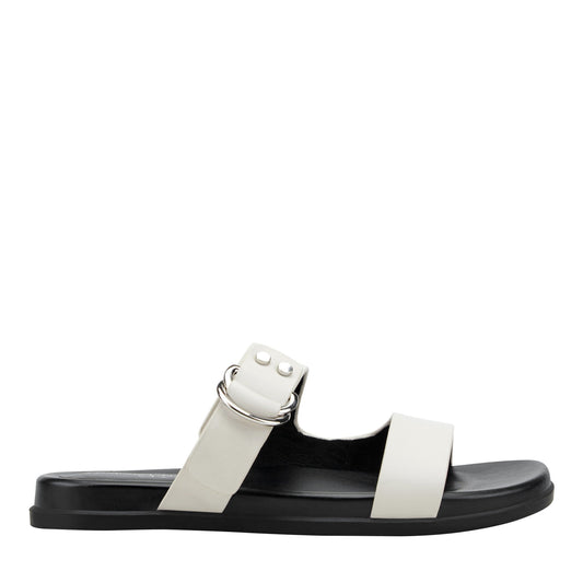 Gia Flat Leather Sandal - Cream Leather | Marc Fisher