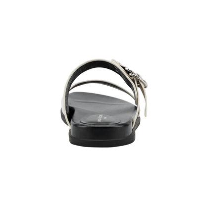 Gia Flat Leather Sandal - Cream Leather | Marc Fisher