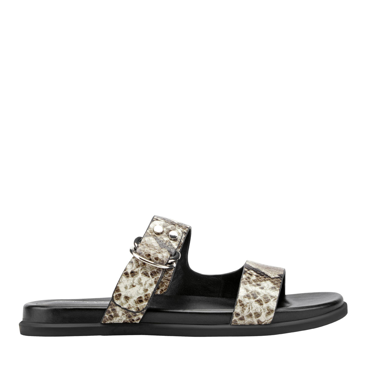 Gia Flat Leather Sandal - Snake Printed Leather | Marc Fisher
