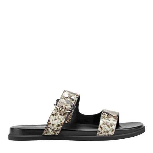 Gia Flat Leather Sandal - Snake Printed Leather | Marc Fisher