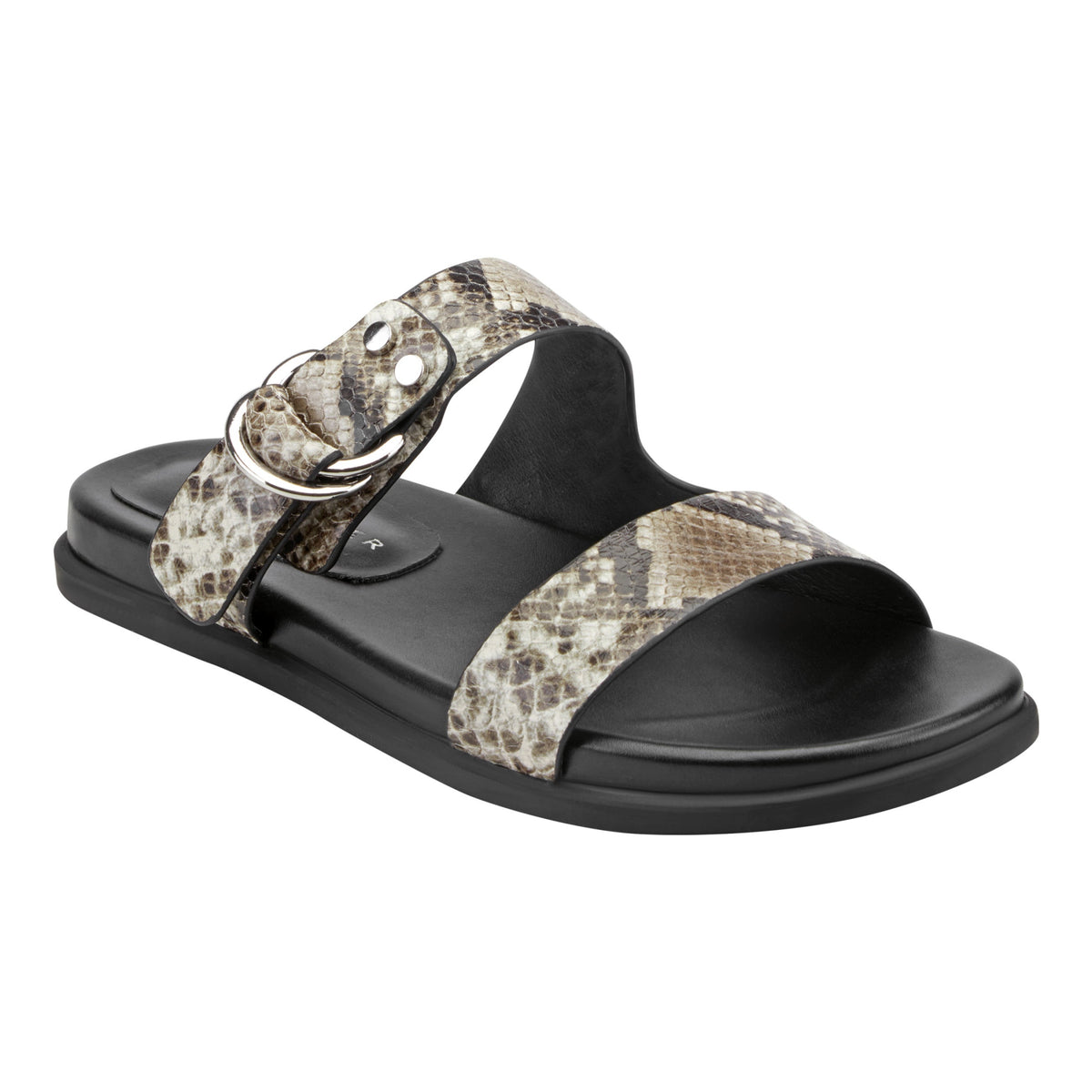 Gia Flat Leather Sandal - Snake Printed Leather | Marc Fisher