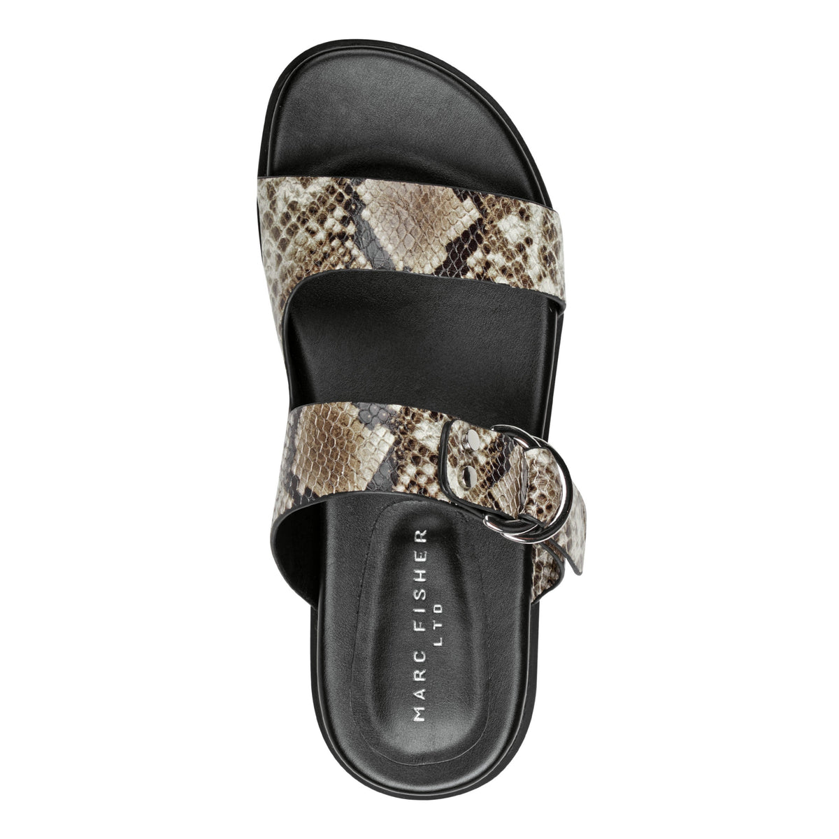 Gia Flat Leather Sandal - Snake Printed Leather | Marc Fisher