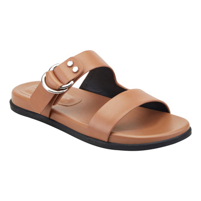 Gia Flat Leather Sandal - Natural Leather | Marc Fisher