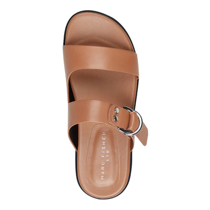 Gia Flat Leather Sandal - Natural Leather | Marc Fisher