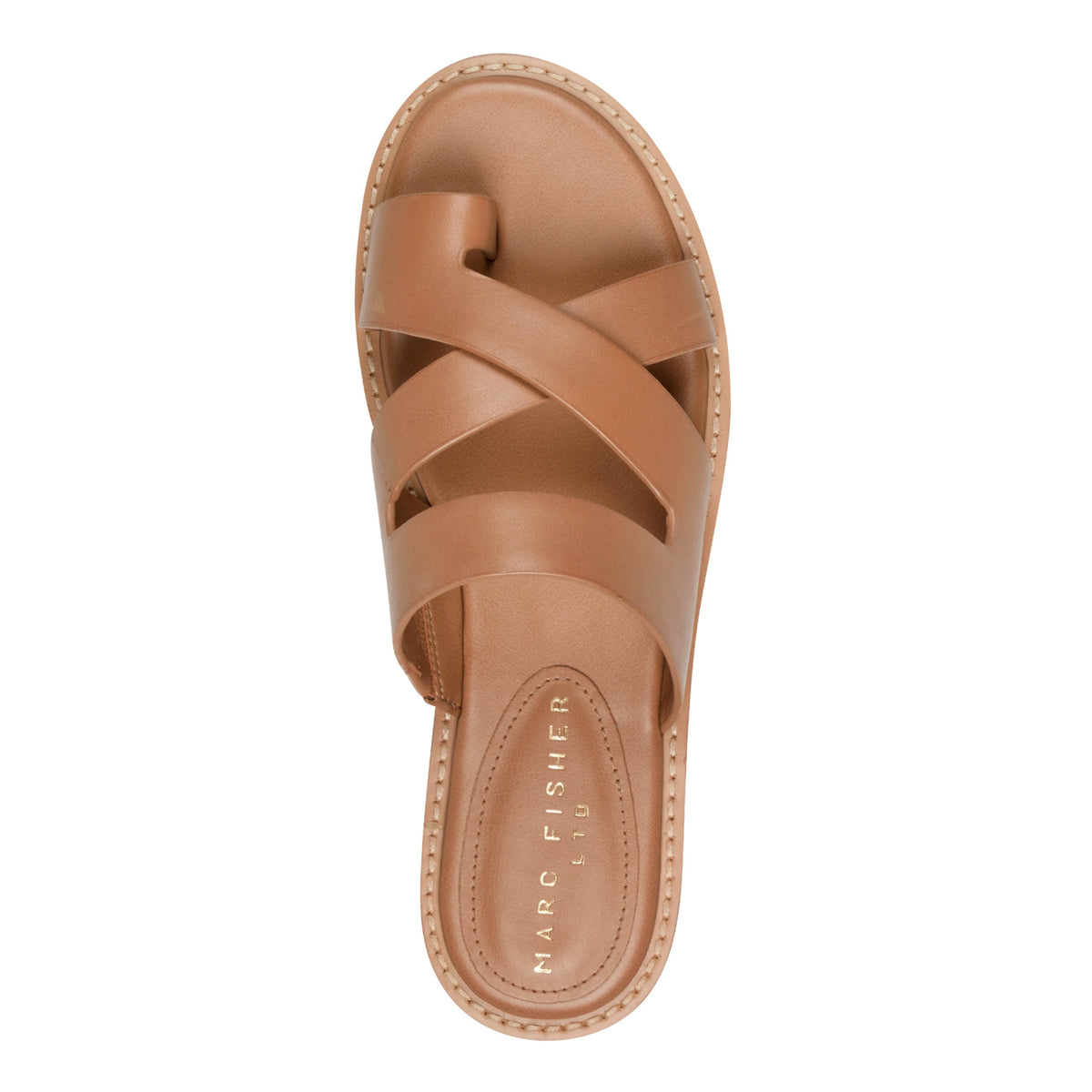 Genella Flat Leather Sandal - Natural Leather | Marc Fisher