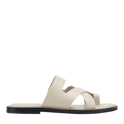 Genella Flat Leather Sandal - Cream Leather | Marc Fisher