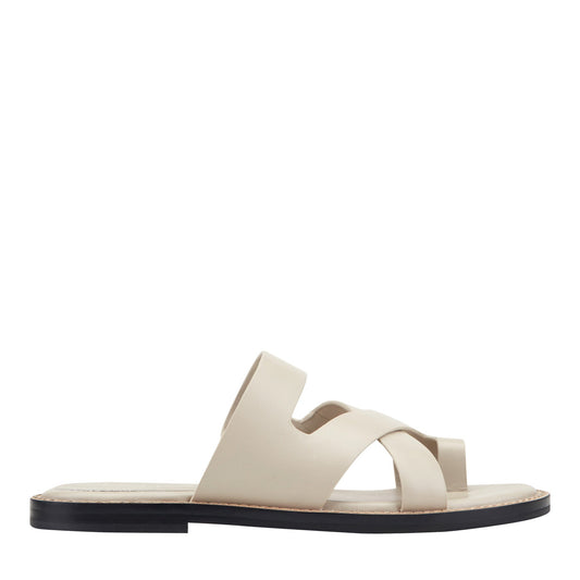 Genella Flat Leather Sandal - Cream Leather | Marc Fisher