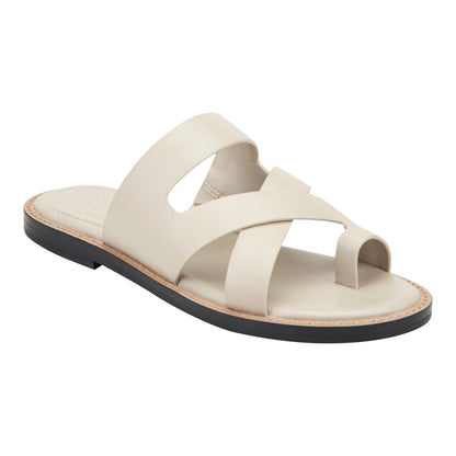 Genella Flat Leather Sandal - Cream Leather | Marc Fisher