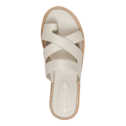 Genella Flat Leather Sandal - Cream Leather | Marc Fisher