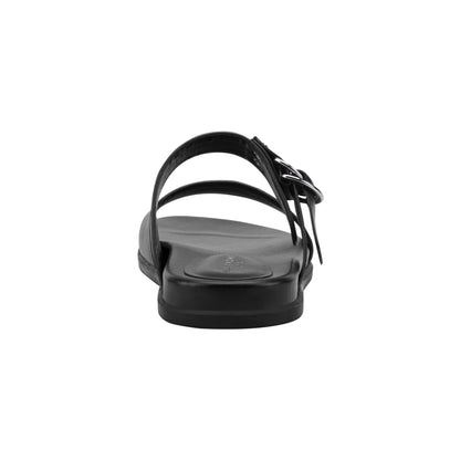 Gia Flat Leather Sandal - Black Leather | Marc Fisher