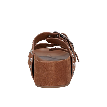 Sayge Studded Suede Footbed Sandal - Brown Suede | Marc Fisher