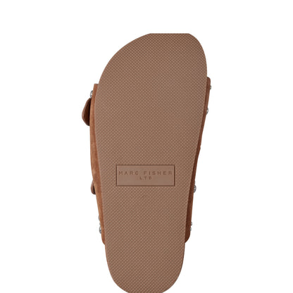 Sayge Studded Suede Footbed Sandal - Brown Suede | Marc Fisher