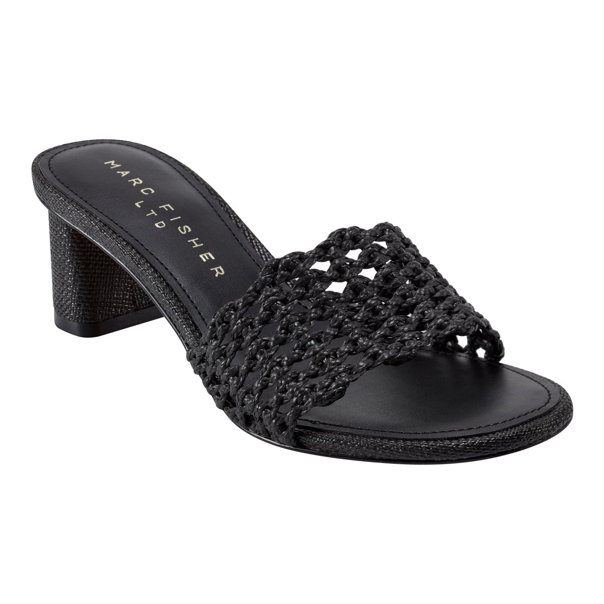 Jazmine Dress Slide Sandal - Black Raffia | Marc Fisher