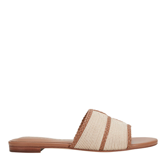 Zuri Flat Slide Sandal - Natural/Brown | Marc Fisher