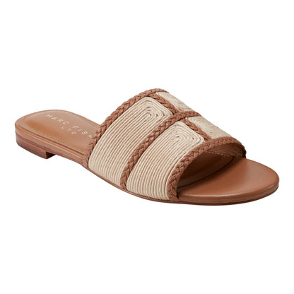 Zuri Flat Slide Sandal - Natural/Brown | Marc Fisher