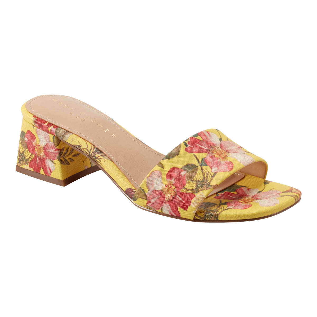 Olysa Slide Dress Sandal - Yellow Floral | Marc Fisher