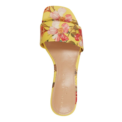 Olysa Slide Dress Sandal - Yellow Floral | Marc Fisher