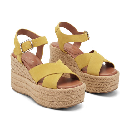 Pasion Espadrille Wedge Sandal - Yellow Suede | Marc Fisher