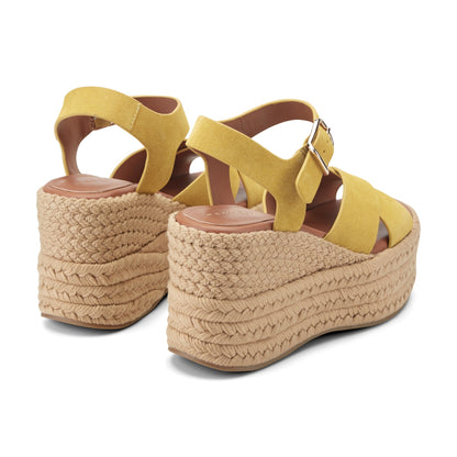 Pasion Espadrille Wedge Sandal - Yellow Suede | Marc Fisher