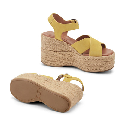 Pasion Espadrille Wedge Sandal - Yellow Suede | Marc Fisher