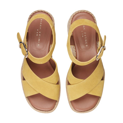 Pasion Espadrille Wedge Sandal - Yellow Suede | Marc Fisher